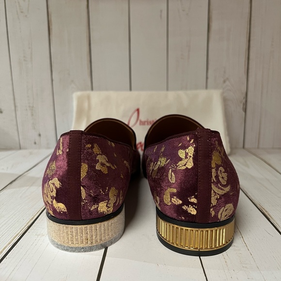 Christian Louboutin Colonnaki Velvet Jacquard Loafer Bordeaux Sz 44 / 11